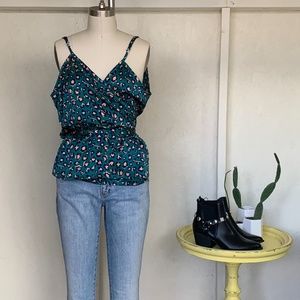 Boohoo Leopard Wrap Cami Top US 18